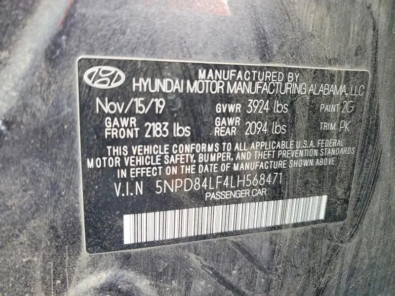 2020 HYUNDAI ELANTRA SEL  