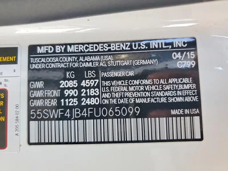 2015 MERCEDES-BENZ C 300  