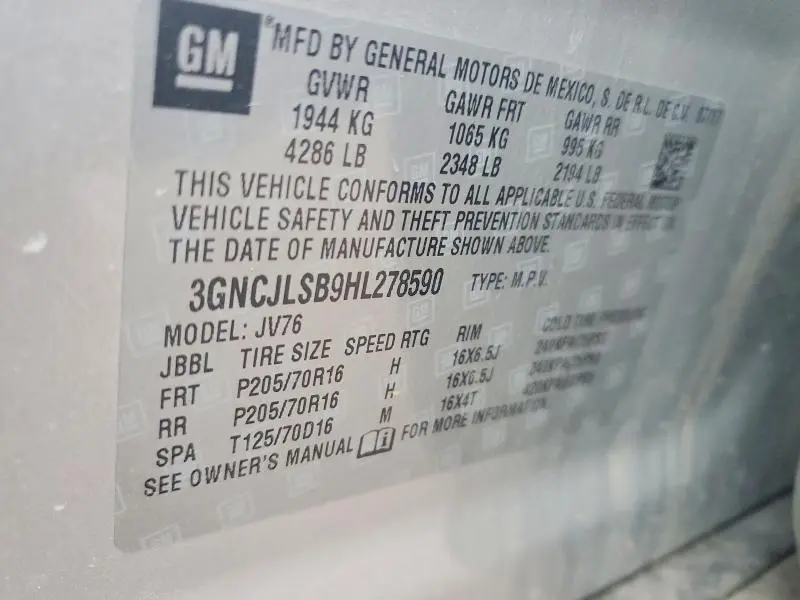 2017 CHEVROLET TRAX 1LT  