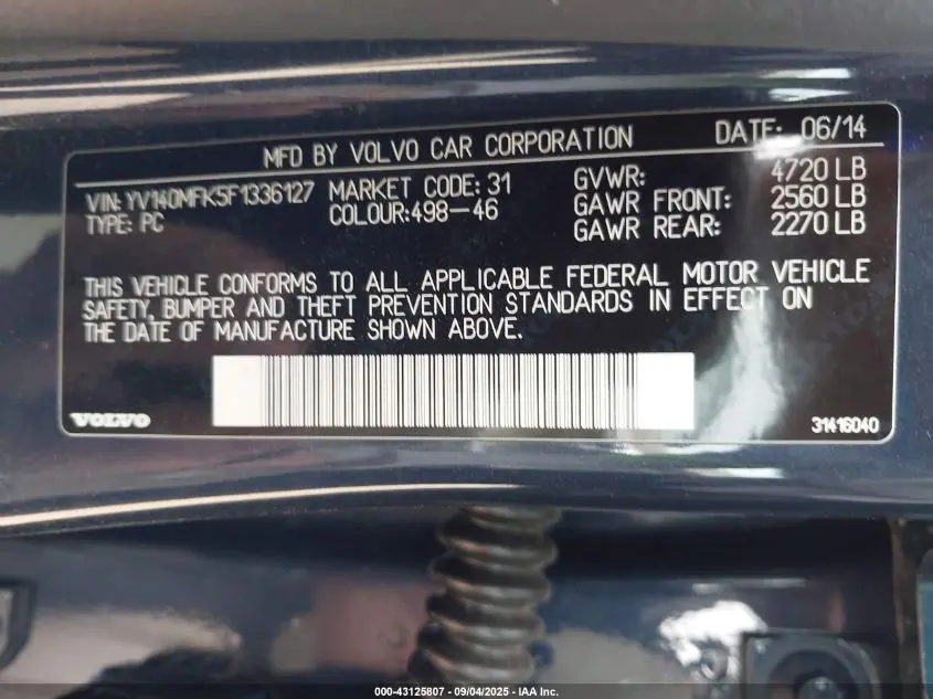 2015 VOLVO S60 T5 PREMIER