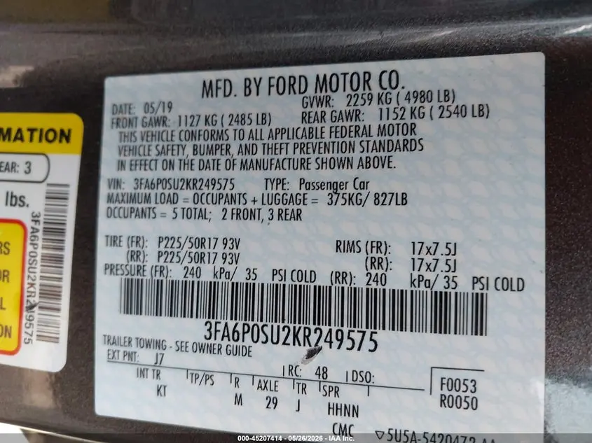 2019 FORD FUSION ENERGI TITANIUM