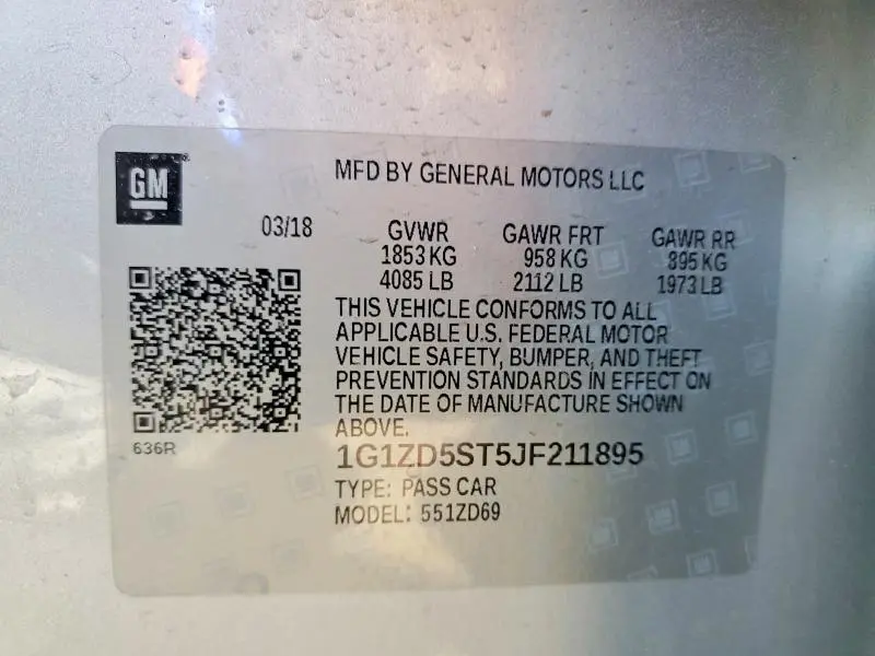 2018 CHEVROLET MALIBU LT  