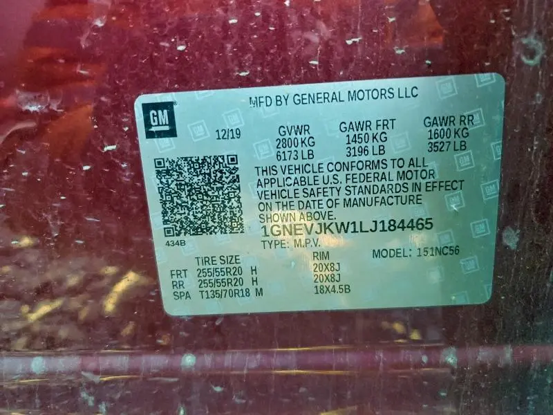 2020 CHEVROLET TRAVERSE RS  