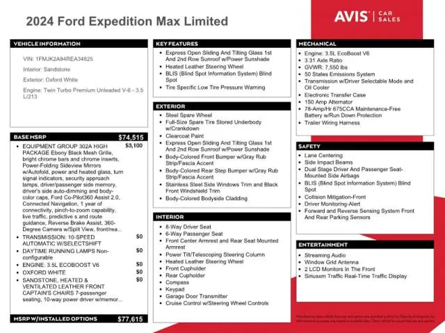 2024 FORD EXPEDITION MAX LIMITED  