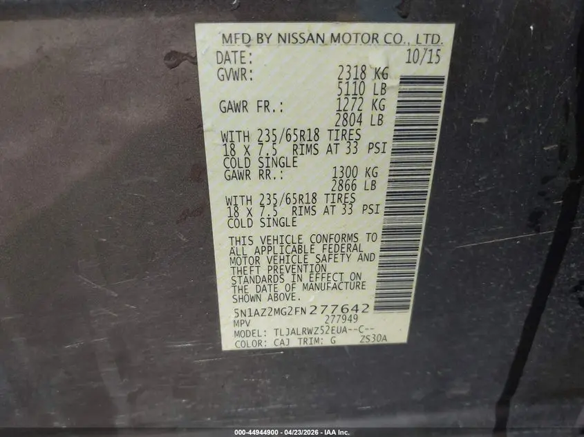 2015 NISSAN MURANO SL