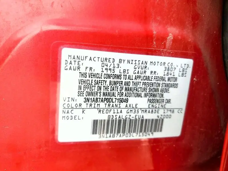 2013 NISSAN SENTRA S  