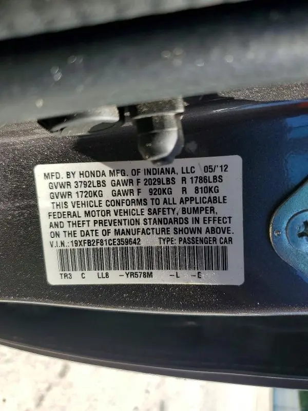 2012 HONDA CIVIC EX  
