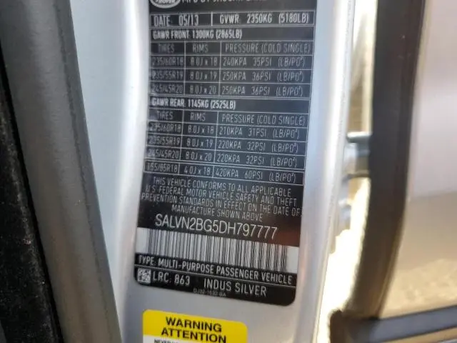 2013 LAND ROVER RANGE ROVER EVOQUE PURE  