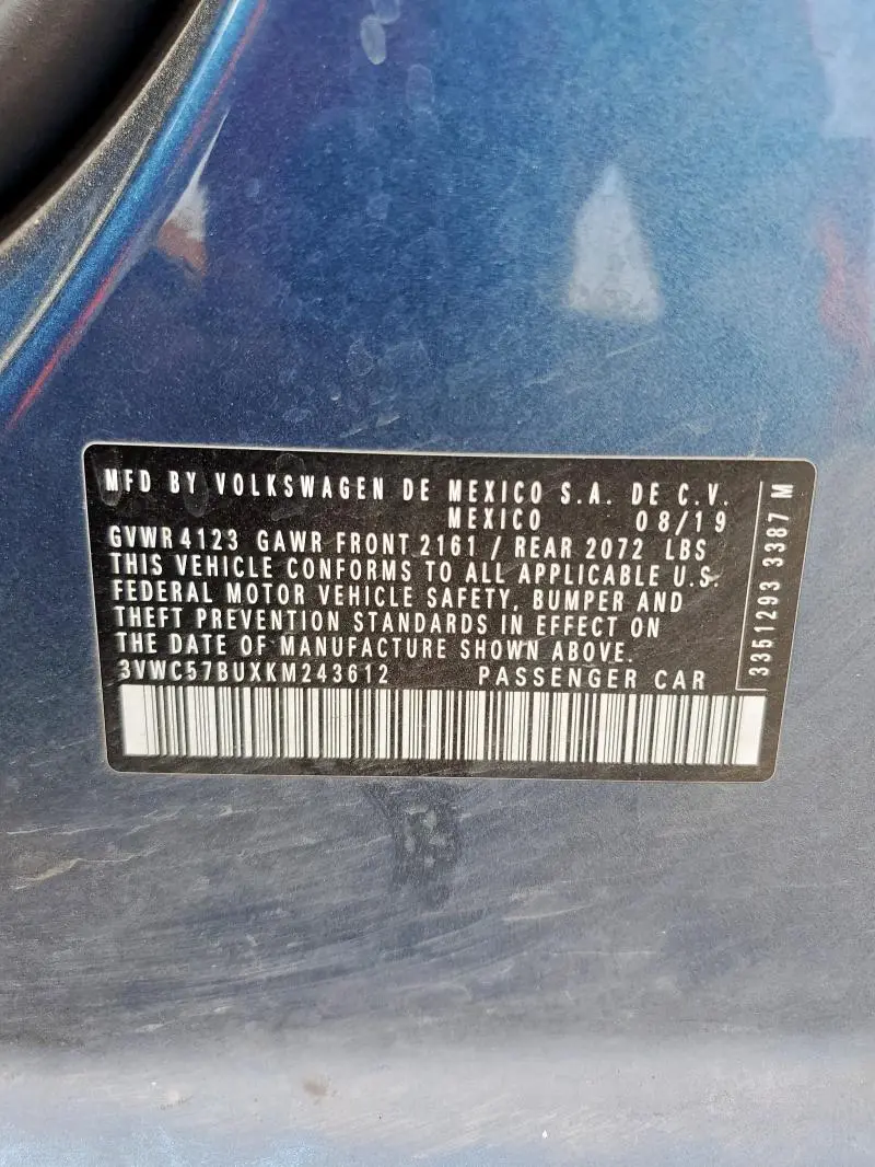 2019 VOLKSWAGEN JETTA S  