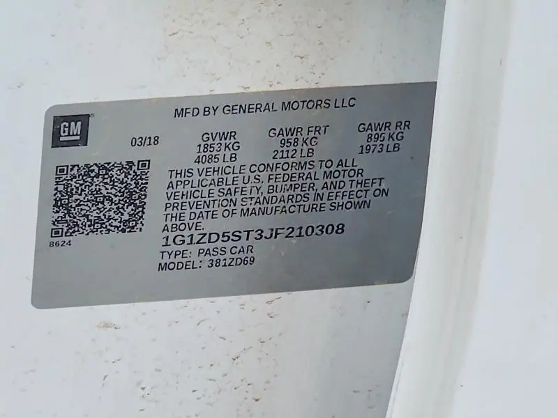 2018 CHEVROLET MALIBU LT  