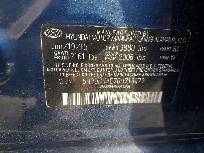 2016 HYUNDAI ELANTRA SE  