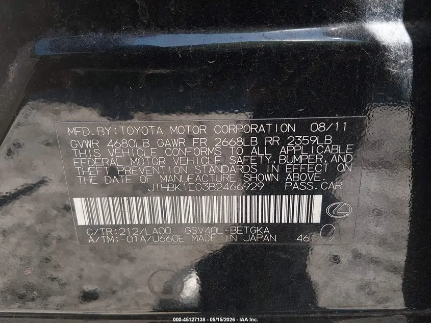 2011 LEXUS ES 350  