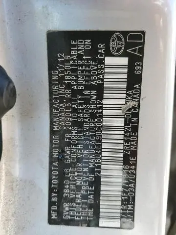 2013 TOYOTA COROLLA BASE  