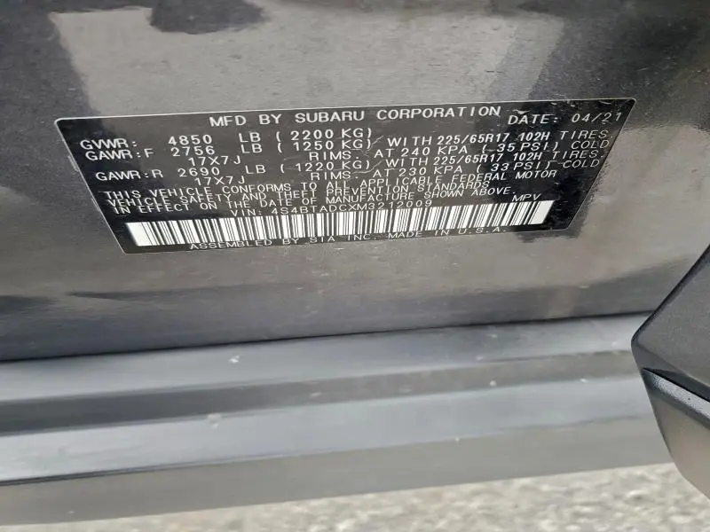 2021 SUBARU OUTBACK PREMIUM  