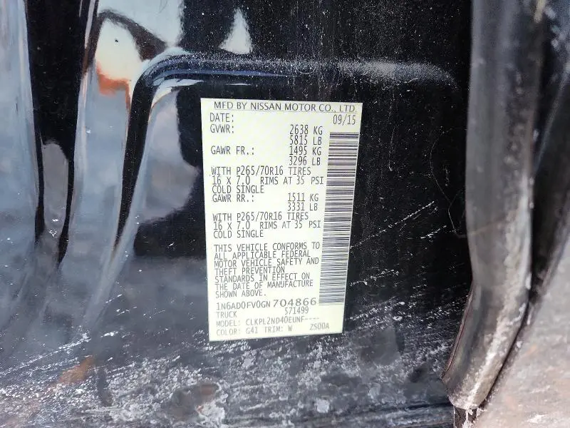 2016 NISSAN FRONTIER SV  