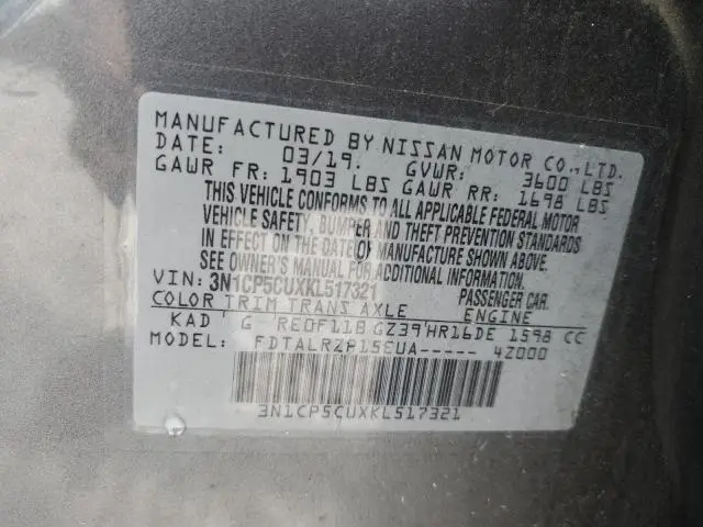 2019 NISSAN KICKS S  