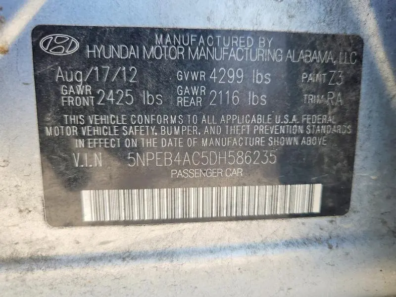 2013 HYUNDAI SONATA GLS  