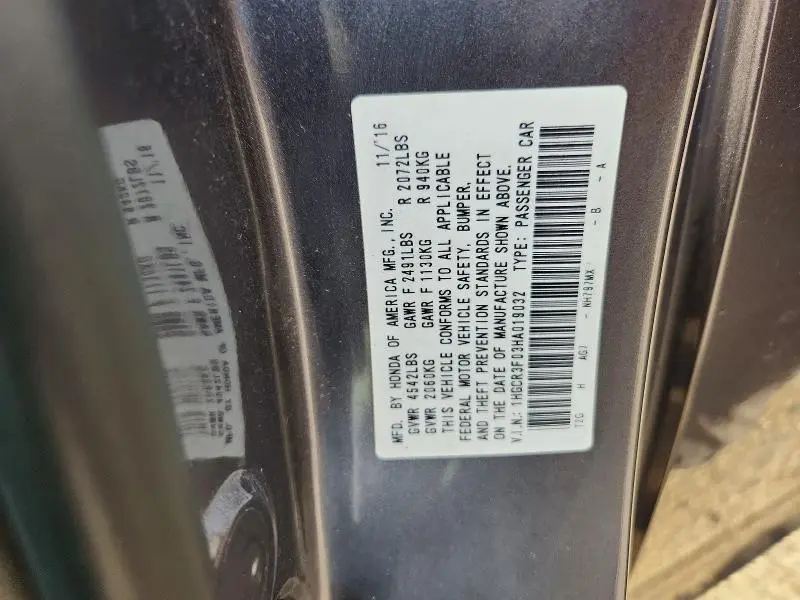 2017 HONDA ACCORD EXL  
