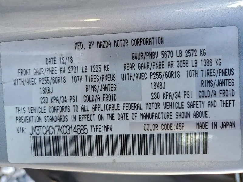 2019 MAZDA CX-9 TOURING  