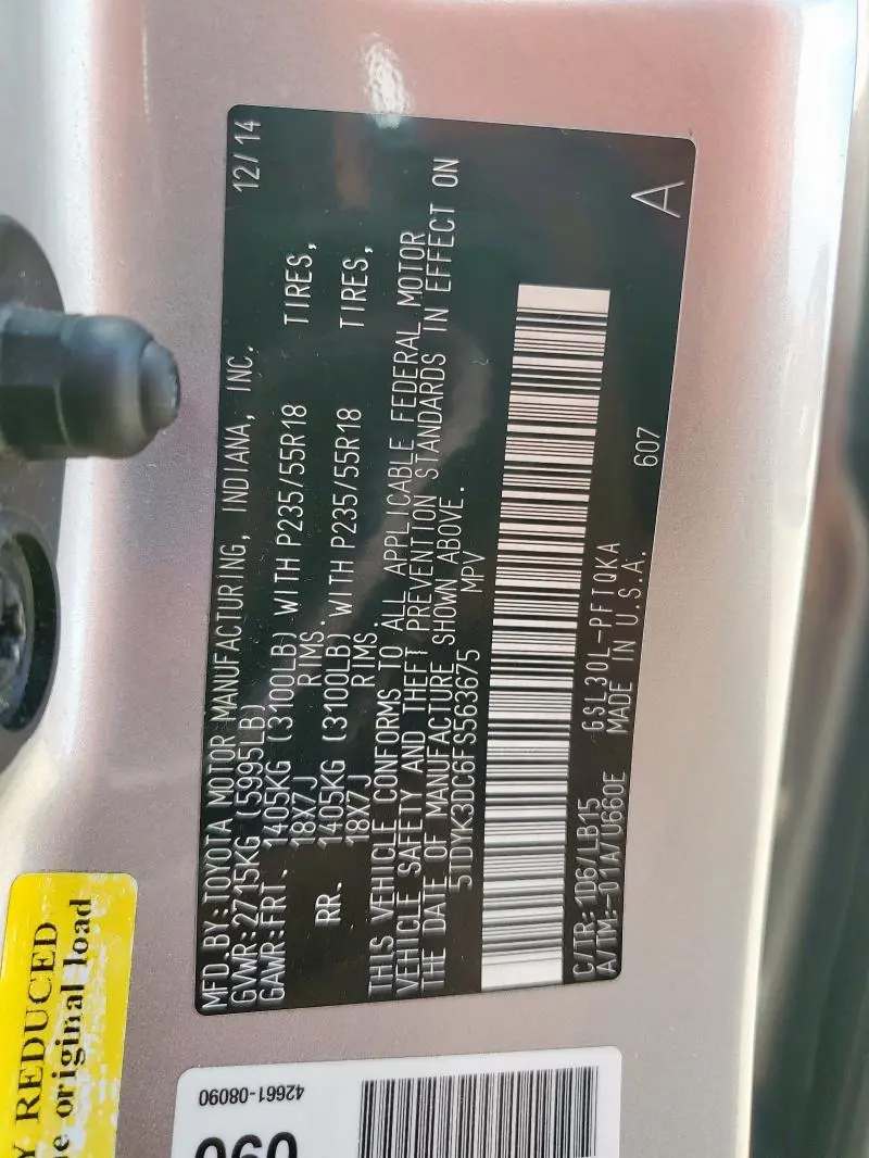 2015 TOYOTA SIENNA XLE  