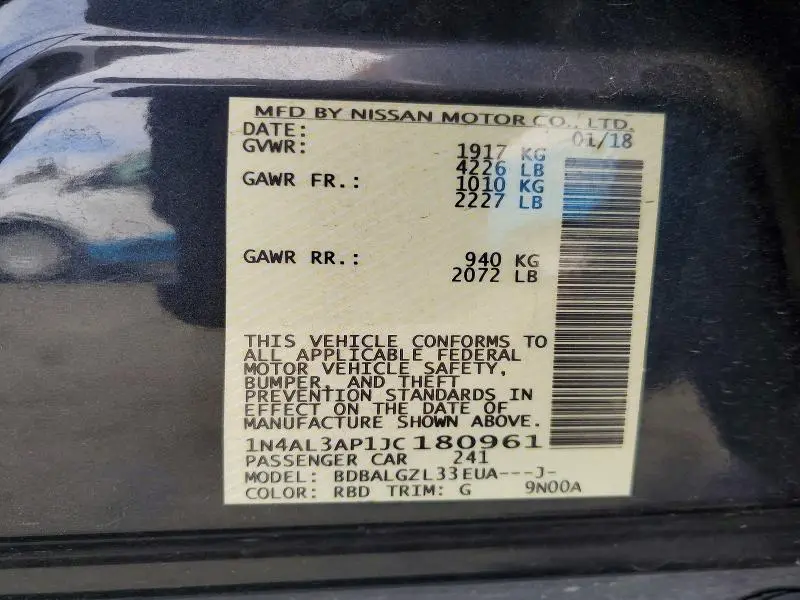 2018 NISSAN ALTIMA 2.5  