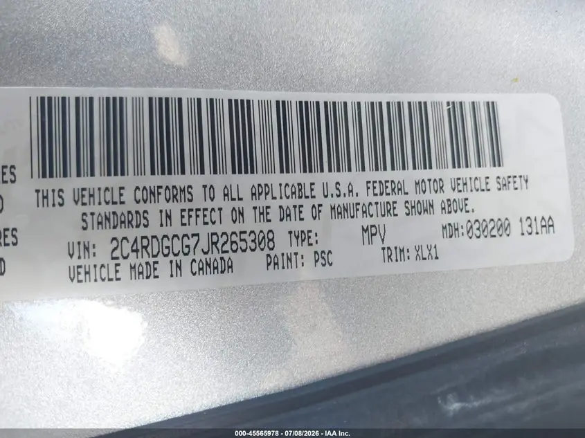 2018 DODGE GRAND CARAVAN SXT