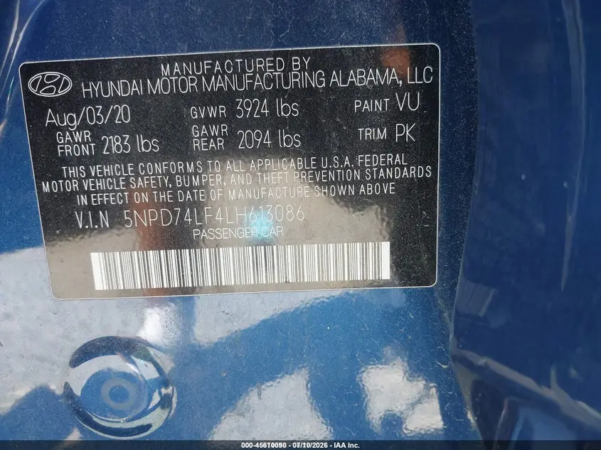 2020 HYUNDAI ELANTRA SE