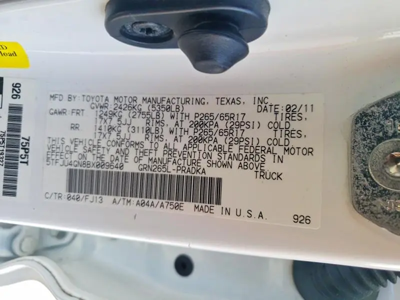 2011 TOYOTA TACOMA PRERUNNER V6  