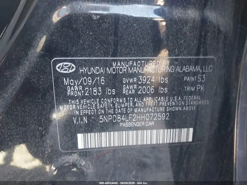2017 HYUNDAI ELANTRA SE