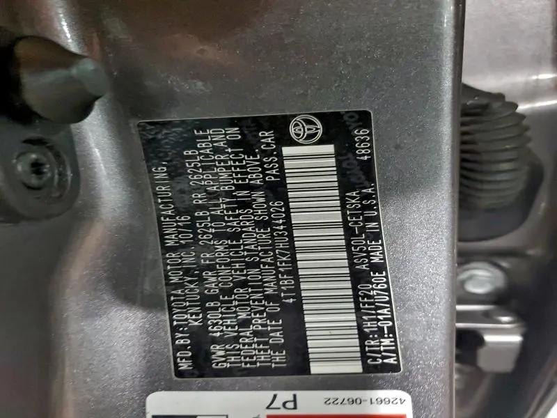 2017 TOYOTA CAMRY LE  