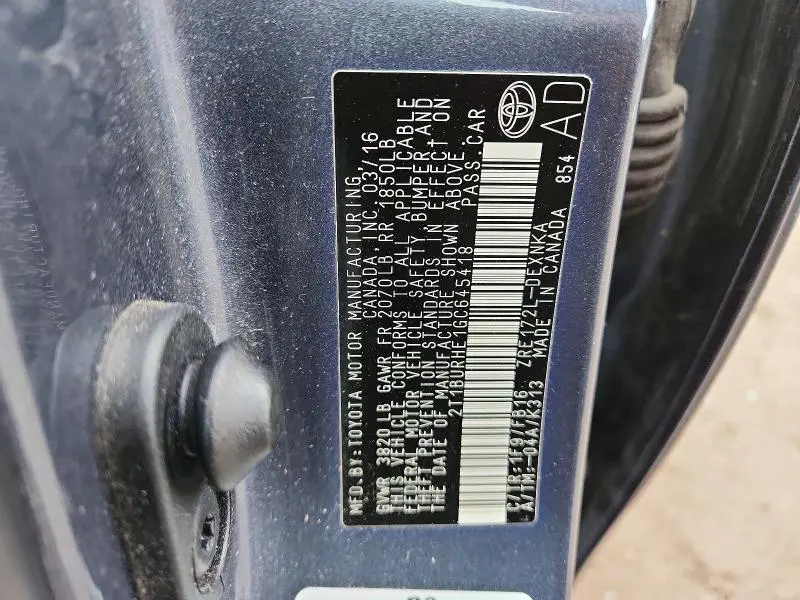 2016 TOYOTA COROLLA LE  