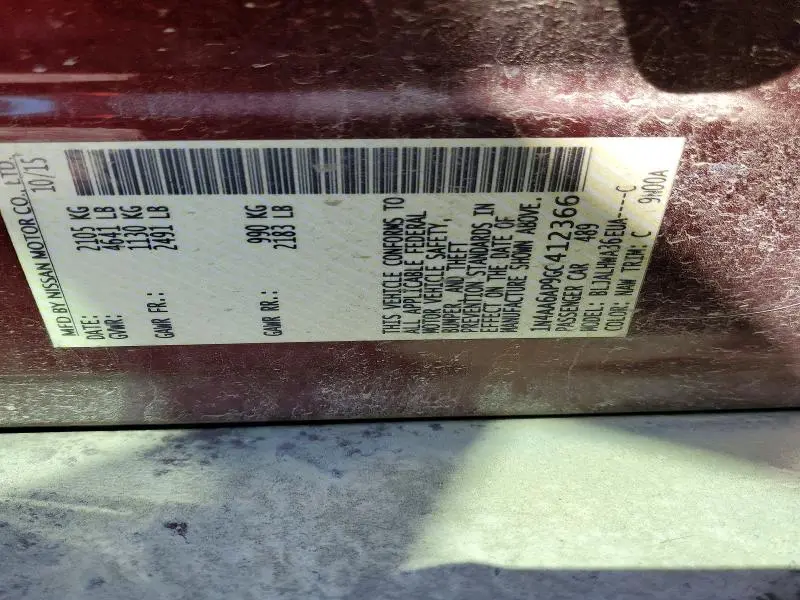 2016 NISSAN MAXIMA PLATINUM  