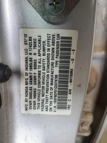 2012 HONDA CIVIC LX  