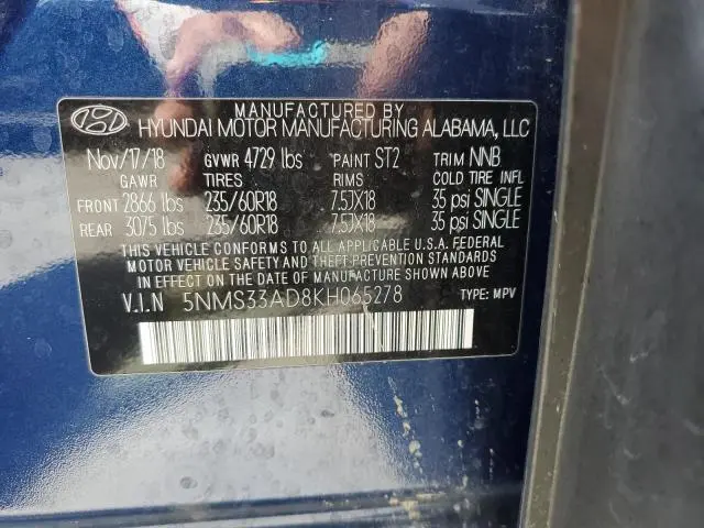 2019 HYUNDAI SANTA FE SEL  