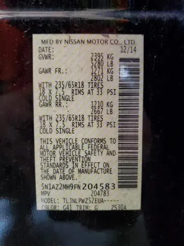 2015 NISSAN MURANO S  