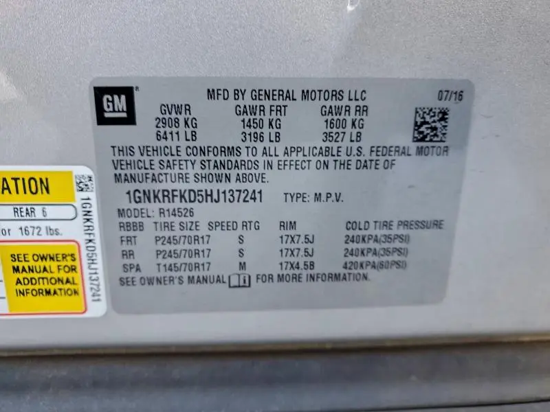 2017 CHEVROLET TRAVERSE LS  