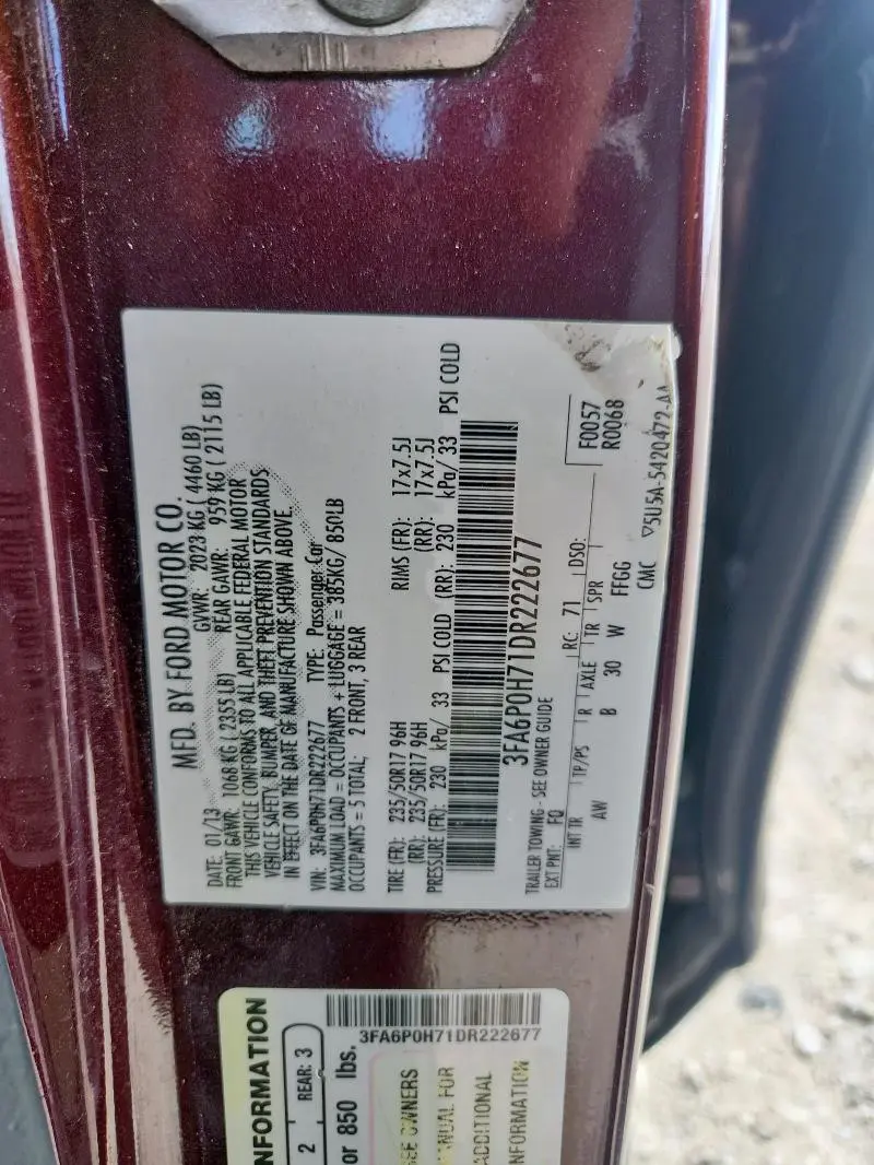 2013 FORD FUSION SE