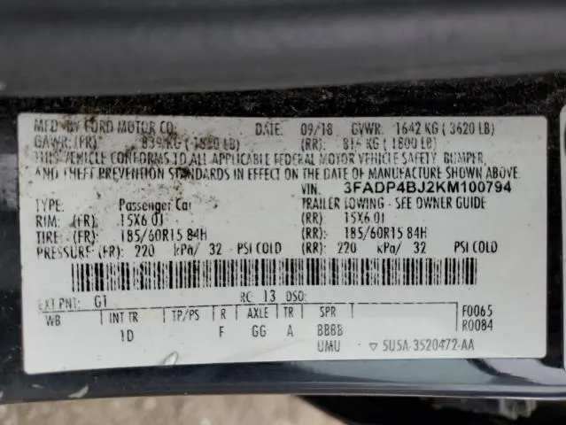 2019 FORD FIESTA SE