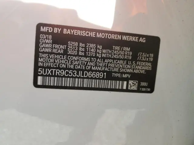 2018 BMW X3 XDRIVE30I  