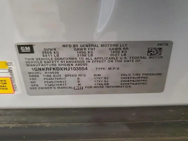 2017 CHEVROLET TRAVERSE LS  