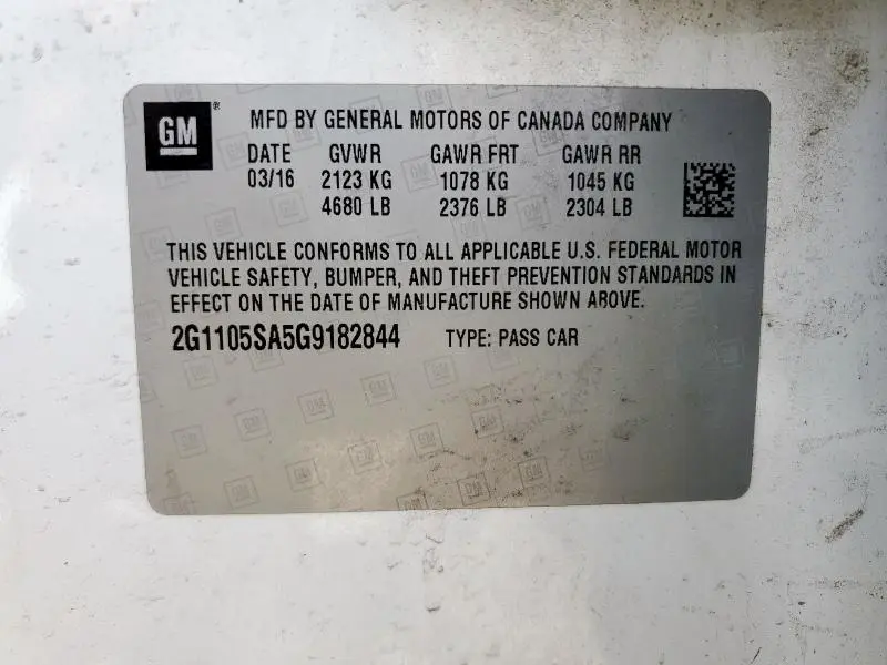 2016 CHEVROLET IMPALA LT  