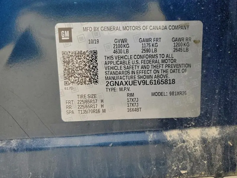 2020 CHEVROLET EQUINOX LT  