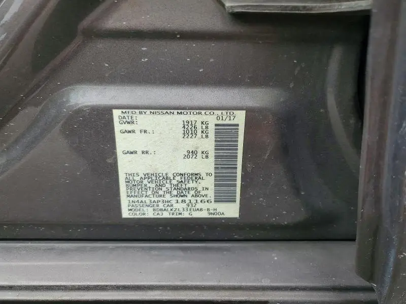 2017 NISSAN ALTIMA 2.5 SV  