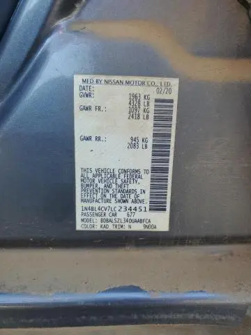 2020 NISSAN ALTIMA SR  