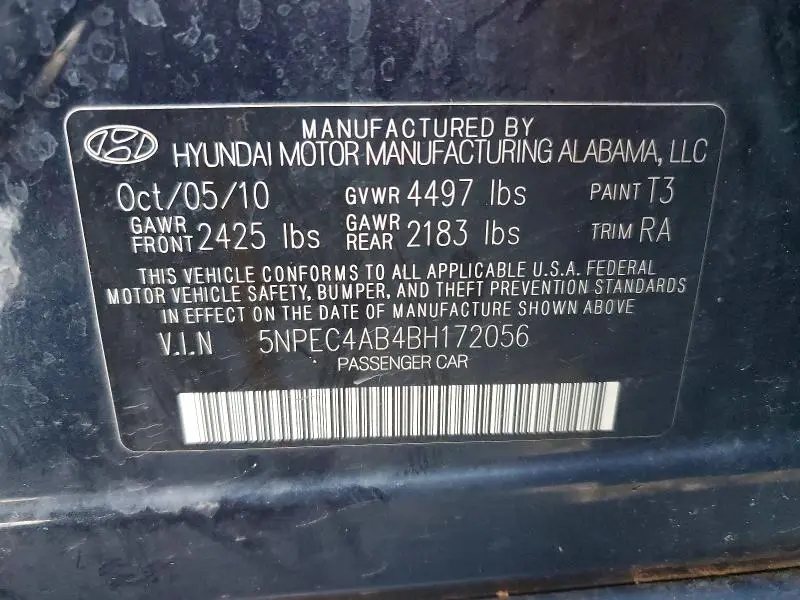 2011 HYUNDAI SONATA SE 2.0T  