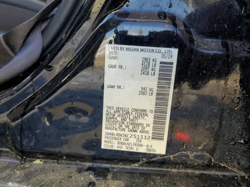 2019 NISSAN ALTIMA SV  