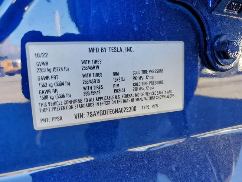 2022 TESLA MODEL Y   