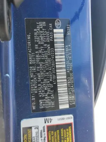 2011 TOYOTA CAMRY BASE  