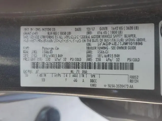 2018 FORD FIESTA SE  