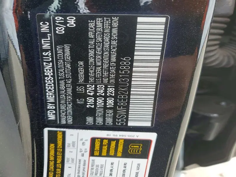 2019 MERCEDES-BENZ C 300 4MATIC  